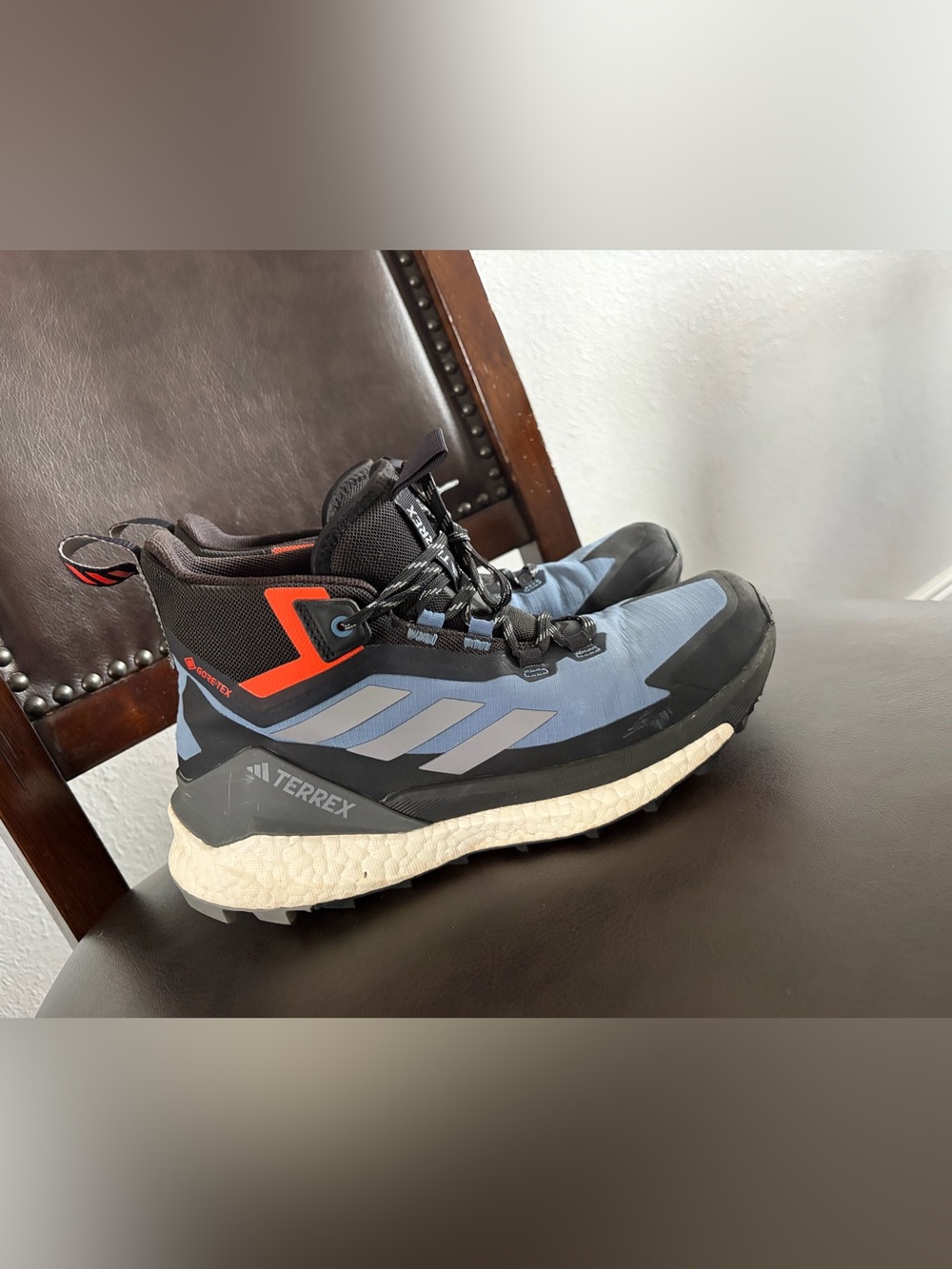 adidas Terrex Men's Blue Black Trail Running Shoes with Orange Accent